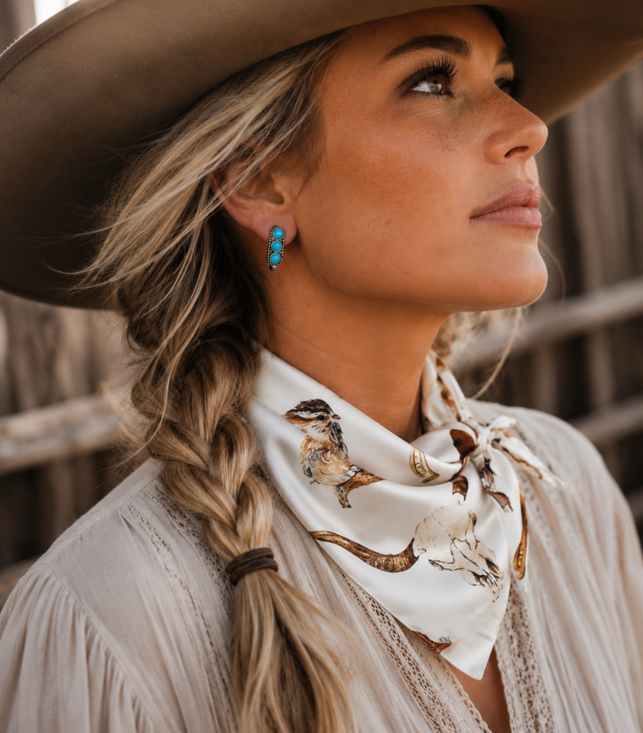 Wild West Satin Wild Rag — Cream