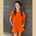 Orange Daisy Embossed Ruffle Set