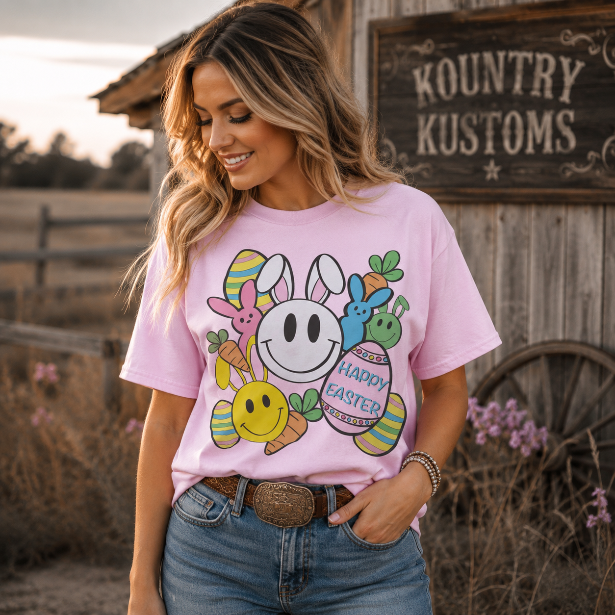 Happy Easter Smiley Graphic Tee